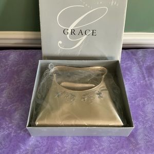 Vintage Grace Satin Beaded Ivory Handbag